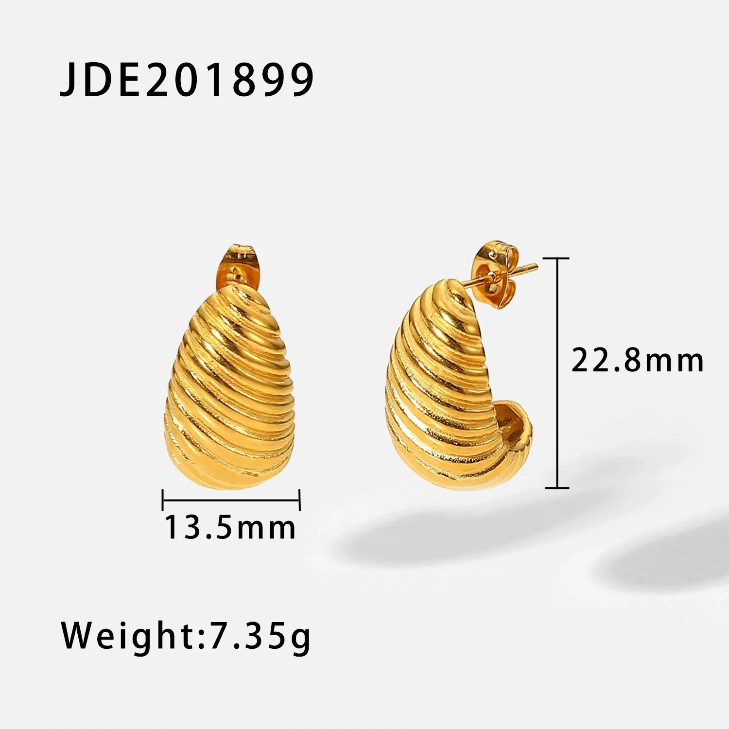 Nur Twisted Golden Stud Earrings - JDE201899