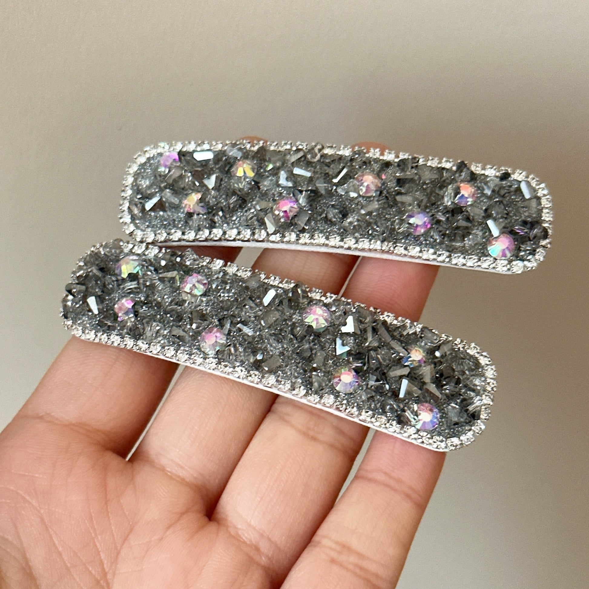 Lianne Crystal Square Hair Clip - Gray Pair [HJ3S5DGY]
