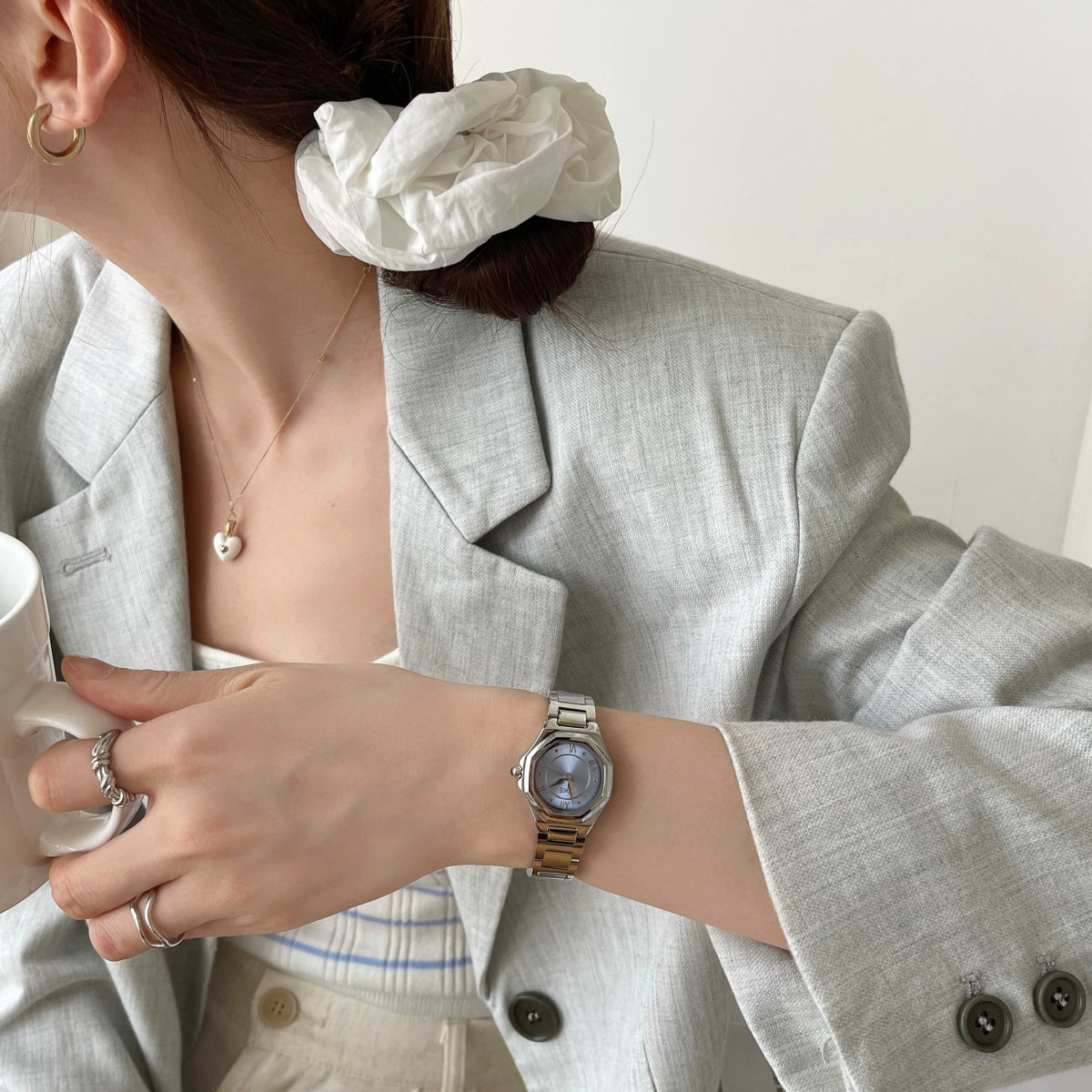 Aime Polished Steel Watch - Lake Blue [WWFNF1NR]