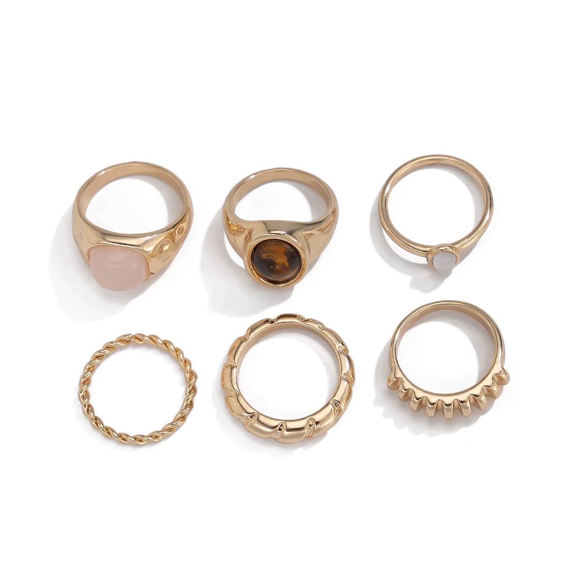 Aleana Irregular Gemstone Rings - Light Gold