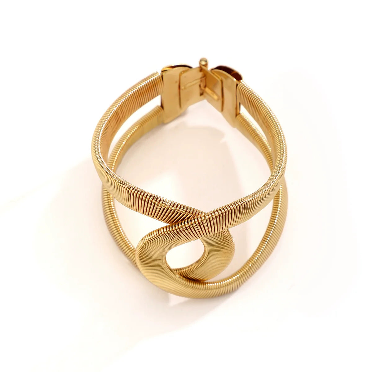 Hajra Striped Spring Bangle - Gold