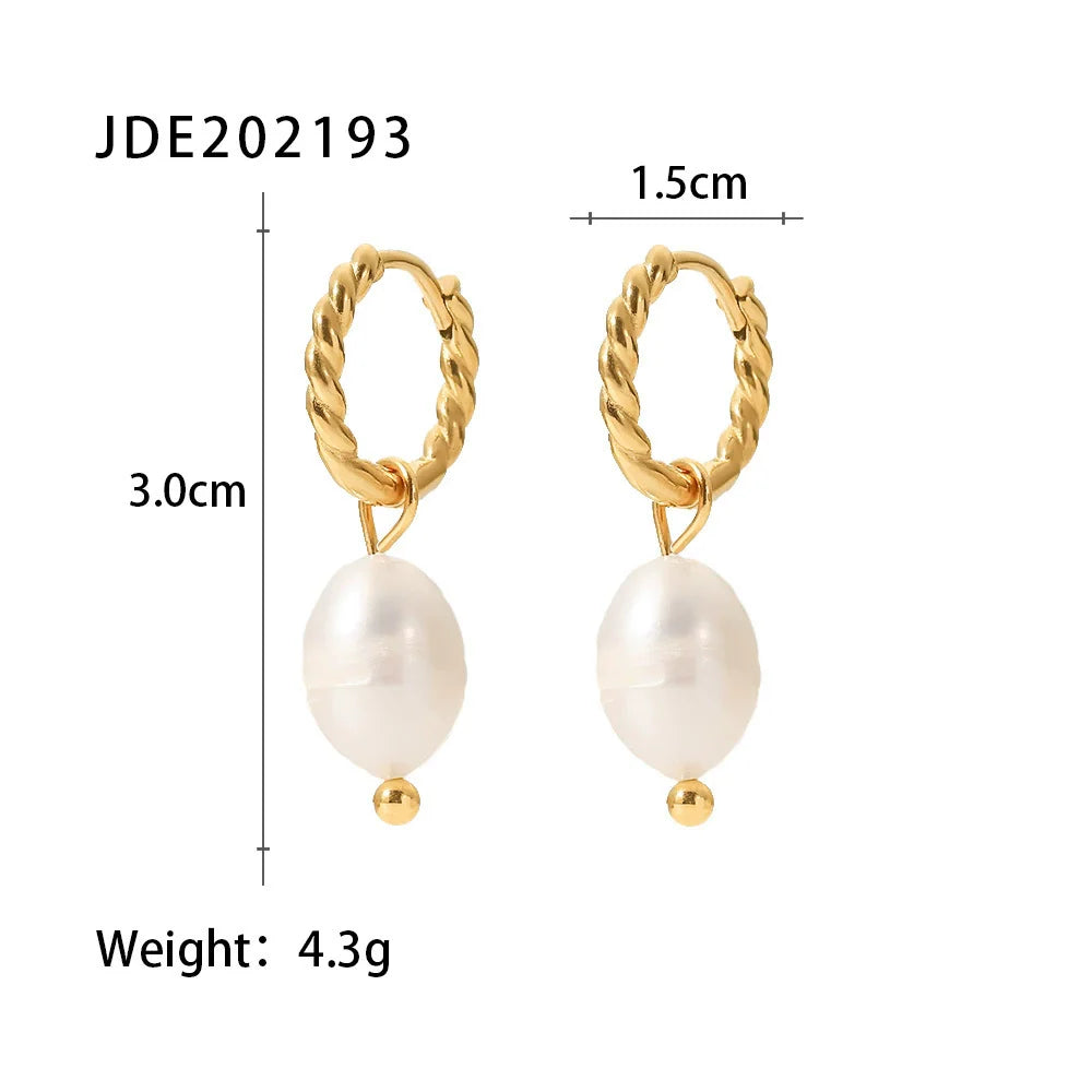 Nina Gold Pearl Hoops - JDE202193