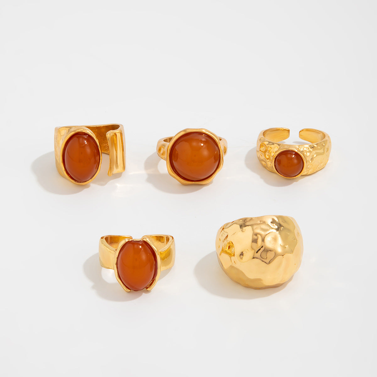 Jianna Irregular Agate Ring Set - Light Gold [4O8EEZG3]