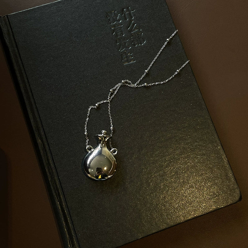 Andra Perfume Bottle Necklace - Silver Steel Chain [6CM4R6I1]