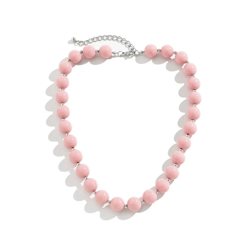 Fiona Pink Beaded Necklace - Pink