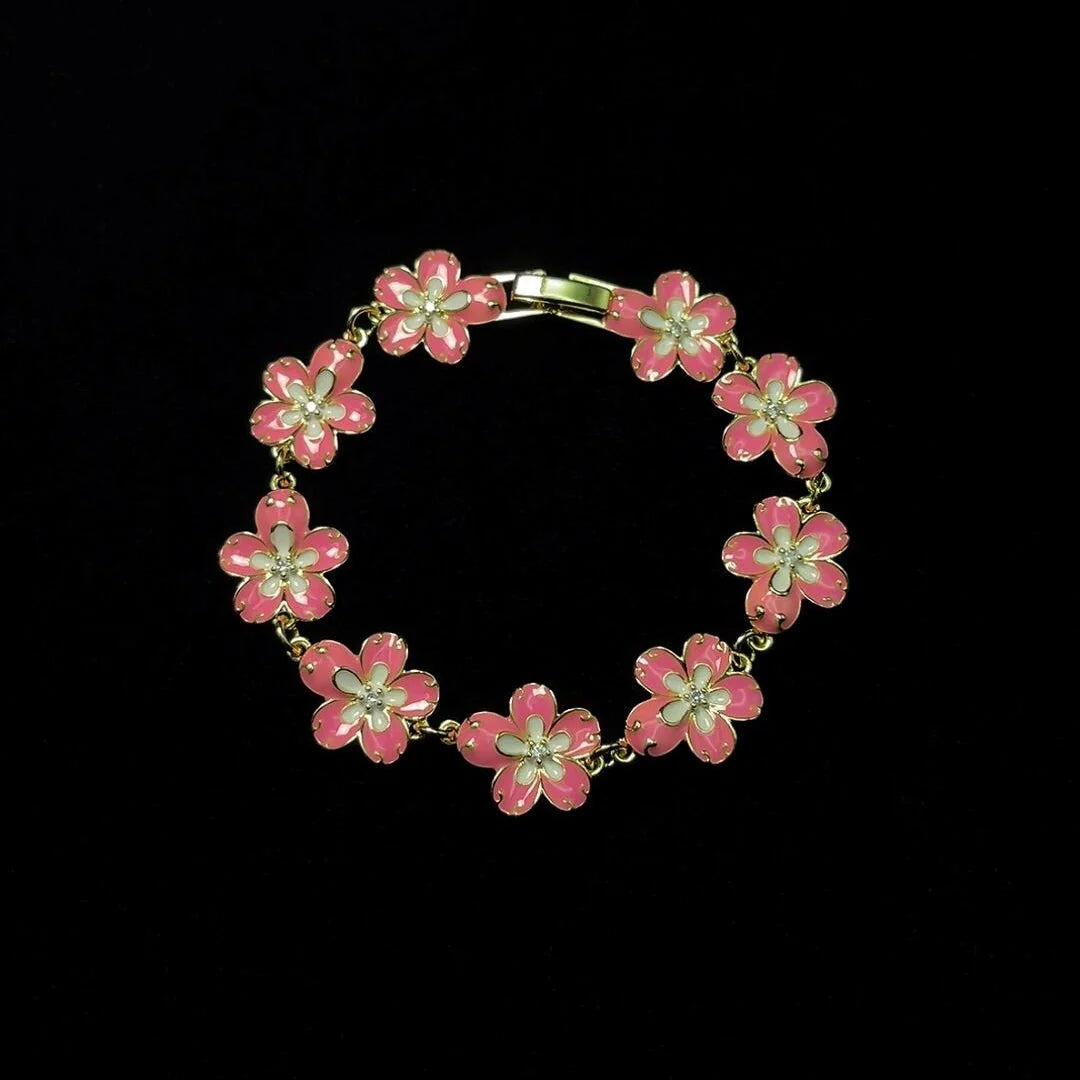 Taniya Delicate Blossom Bracelet - Pink