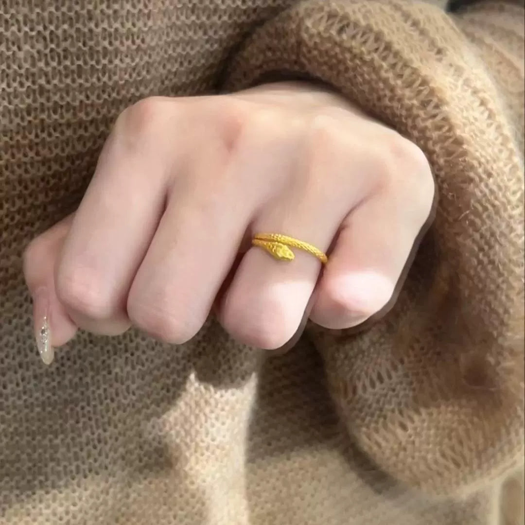 Nashly Brushed Serpent Ring - Brushed Snake Ring (Adjustable Open)