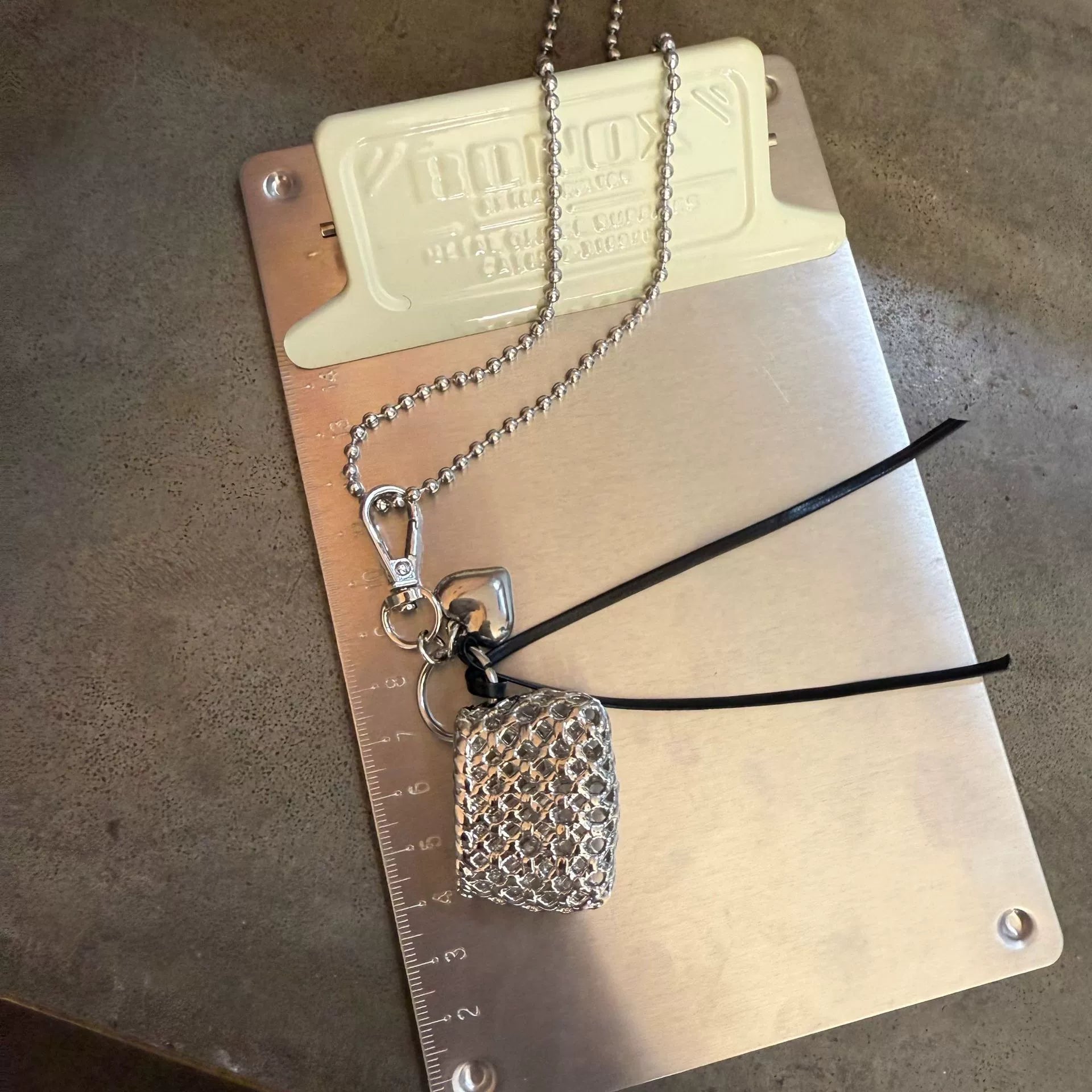 Magdalene Braided Heart Necklace - Black Leather Heart Pendant [TI1298OR]