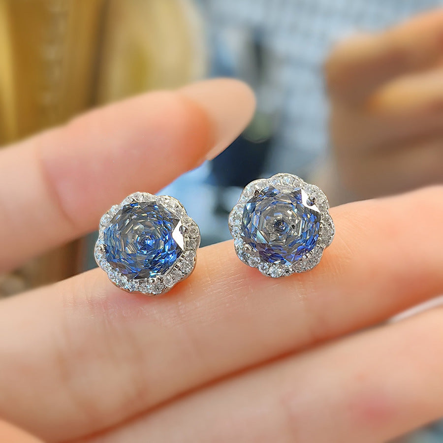 Gracy Floral Gemstone Jewelry Set - Tanzanite Stud Earrings (Pair) [1VOR13V8]