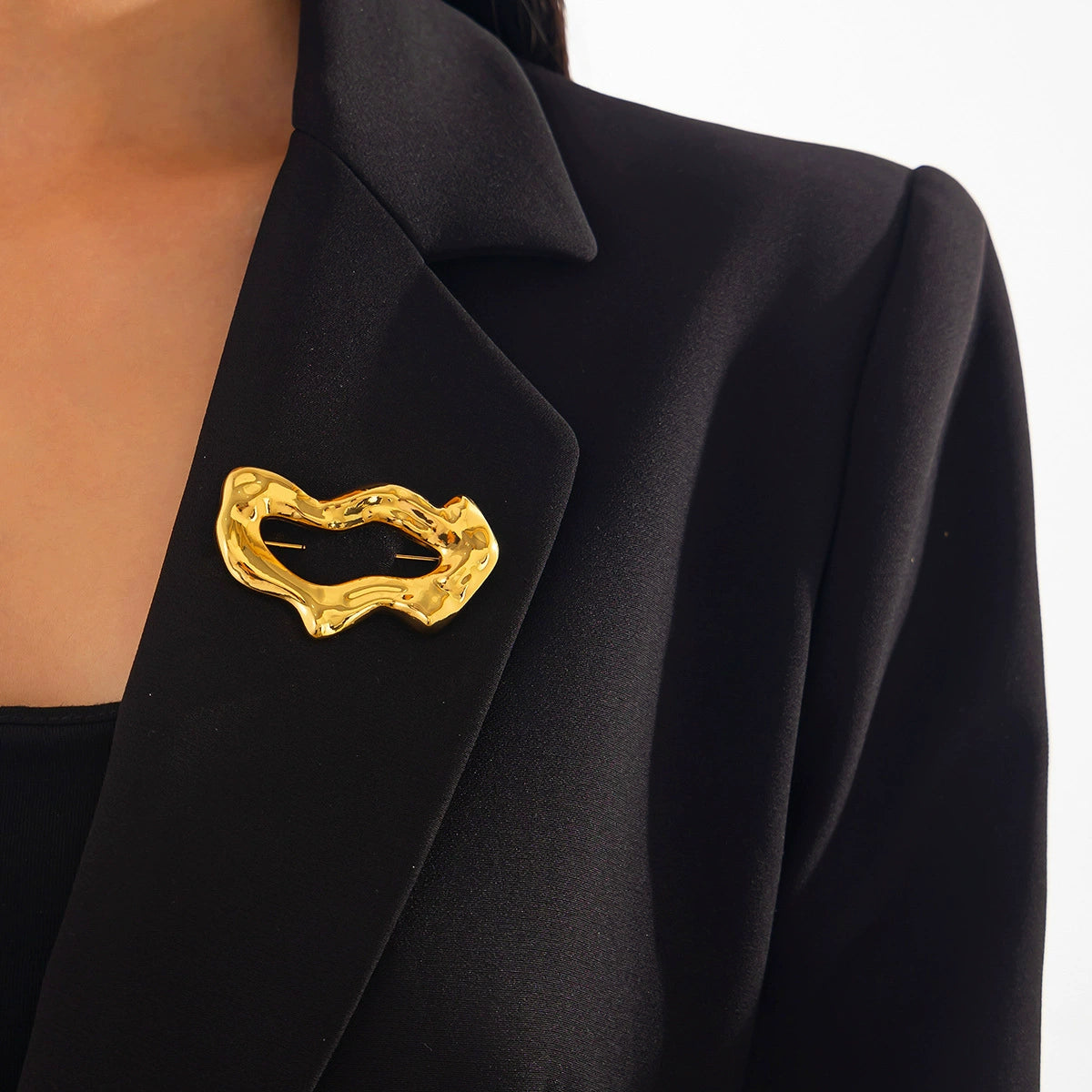 Lucianna Molten Metal Brooch - Style 04 Gold A [98SOKX7Q]