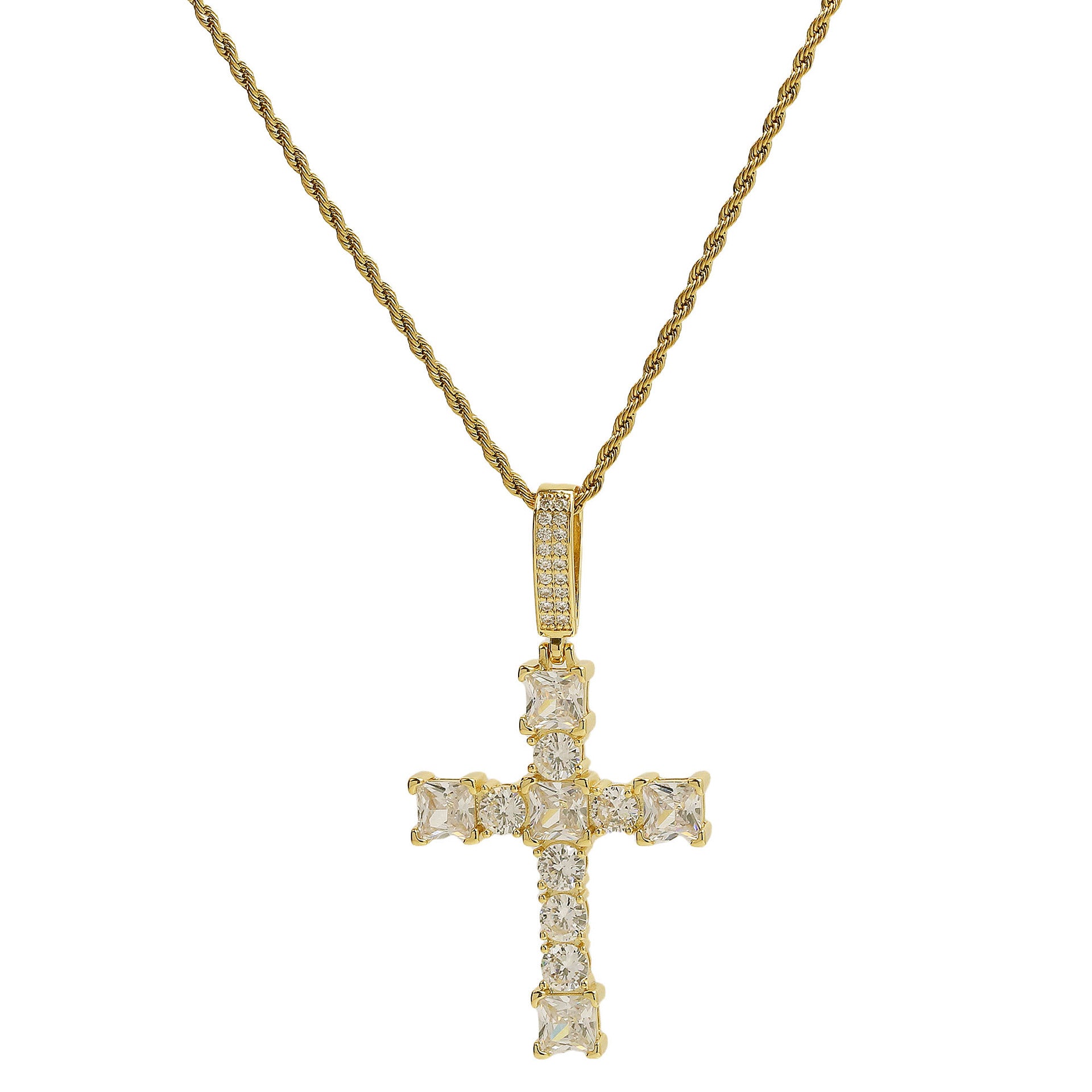 Unique Zircon Cross Pendant Necklace - Cross Pendant Style I [86L5E6UH]