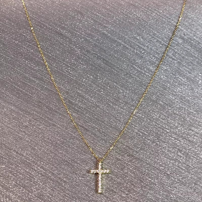 Tehilla Shimmering Cross Necklace - Gold Cross Necklace
