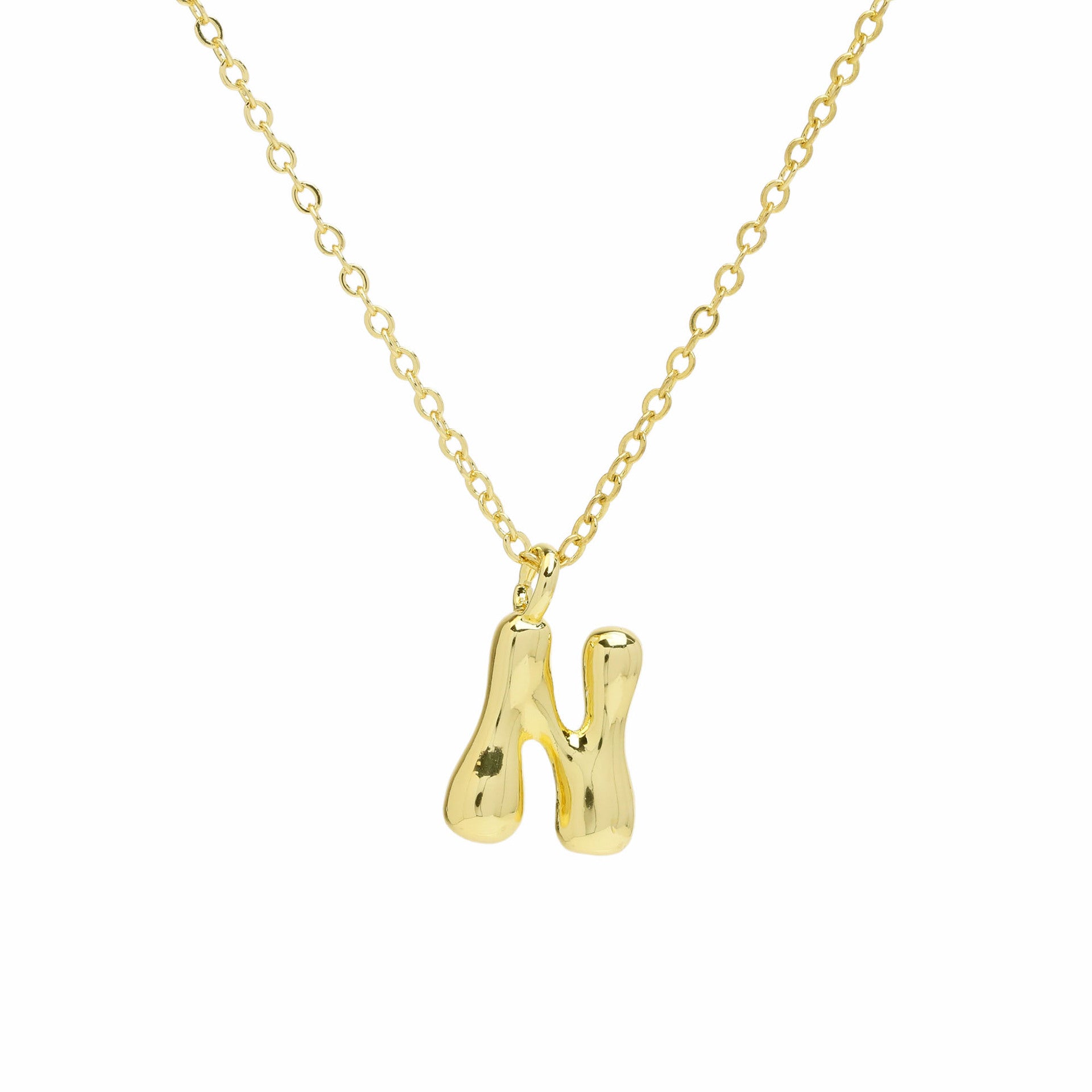 Vanya Gold Initial Bubble Necklace - Letter N [F7V159SI]