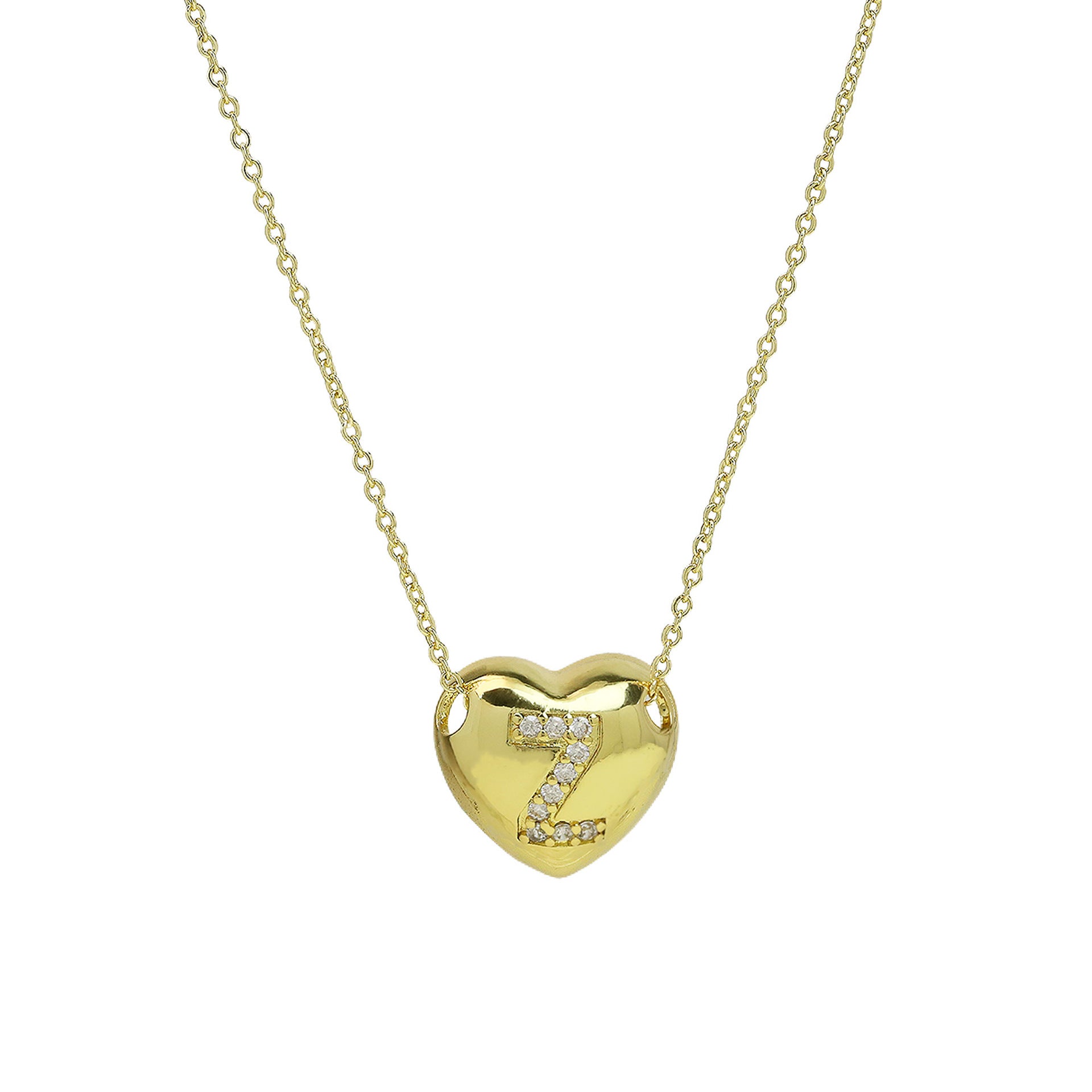 Una Heart Initial Necklace - Letter Z [QWV16B2W]