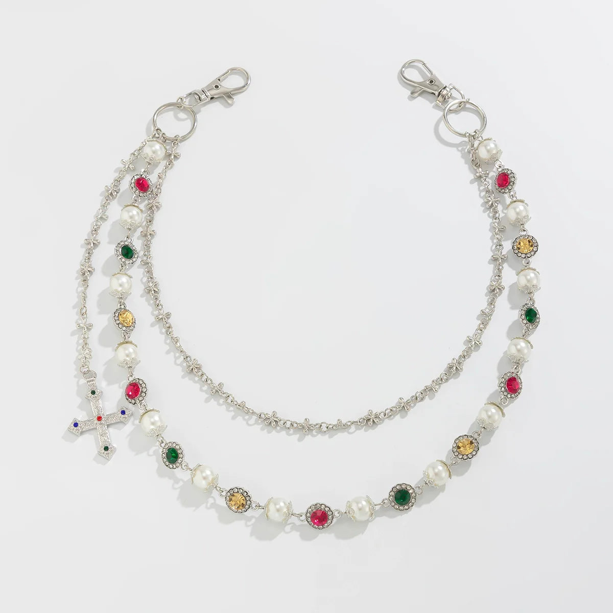 Atlee Rhinestone Double Chain - Silver