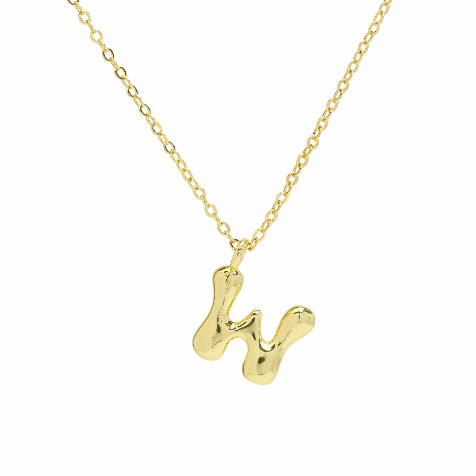 Vanya Gold Initial Bubble Necklace - Letter W [1Q9GNDCF]