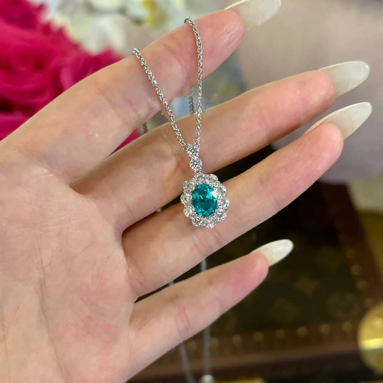 Saffron Paraiba Starburst Necklace - Paraiba Necklace