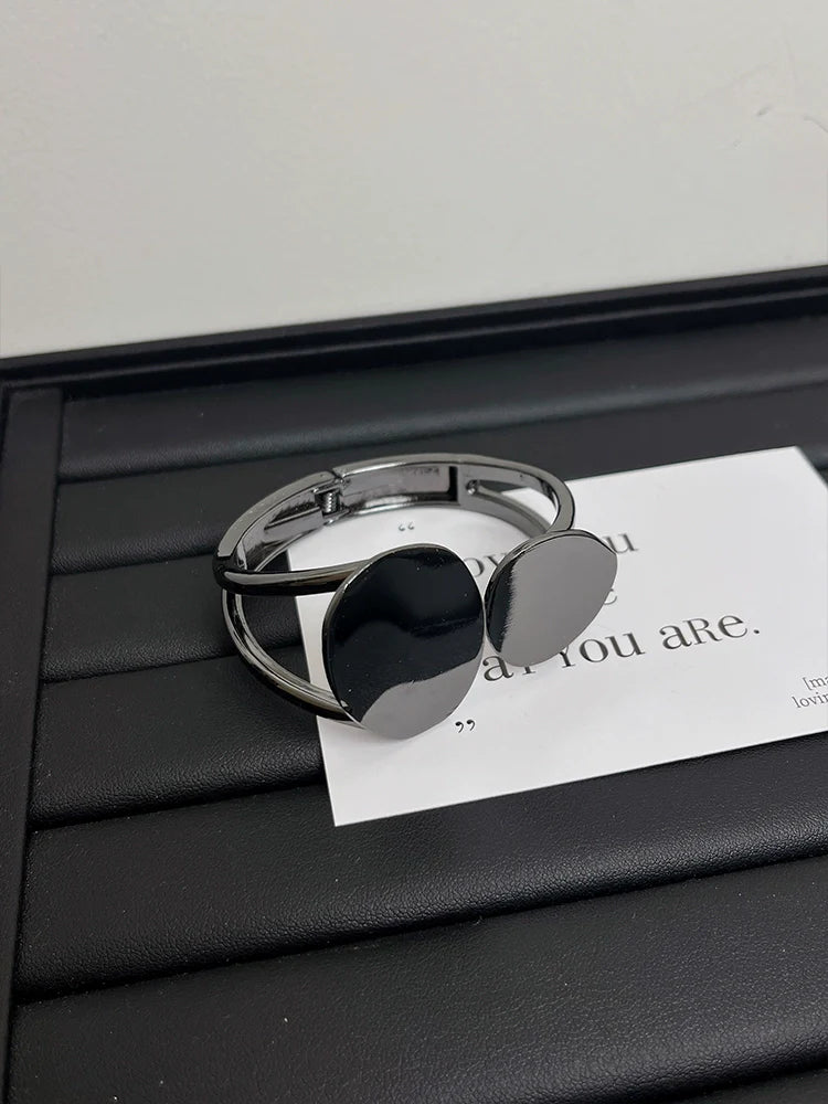 Zuri Sleek Open Cuff Bangle - Polished Black Bangle