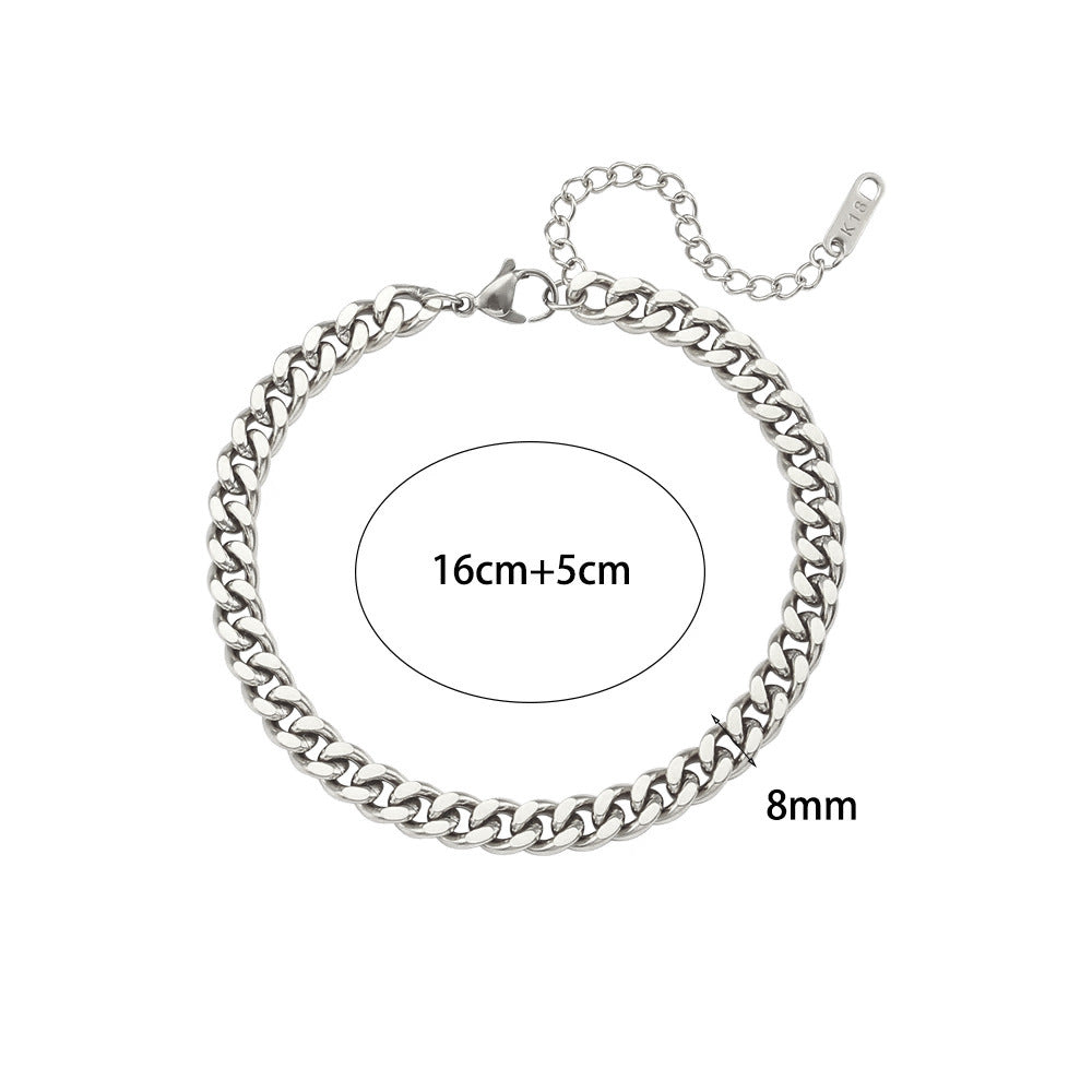 Reilly Sleek Link Bracelet - Steel - 8mm Polished Chain Bracelet [R4O47Z7T]