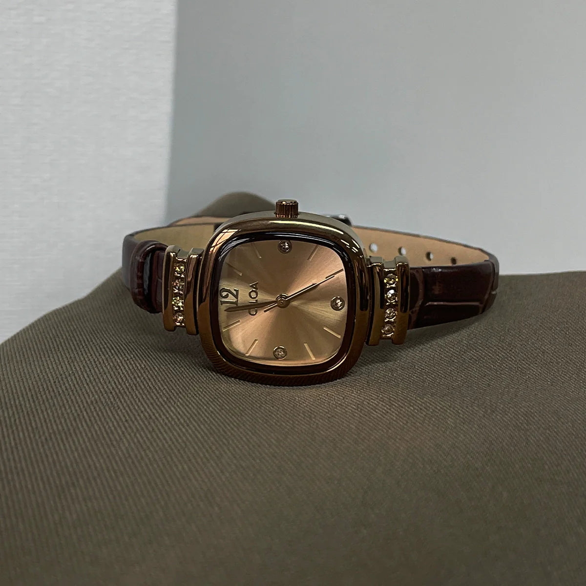 Hilda Vintage Square Watch - Small Brown Watch