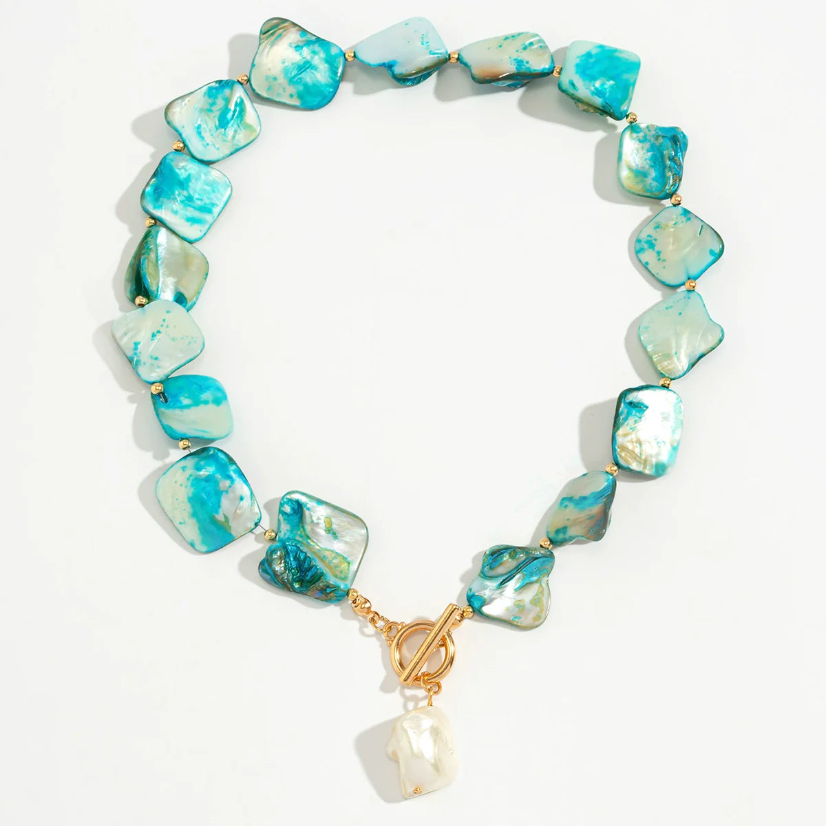 Kayce Shell Toggle Bracelet Necklace - Necklace Blue