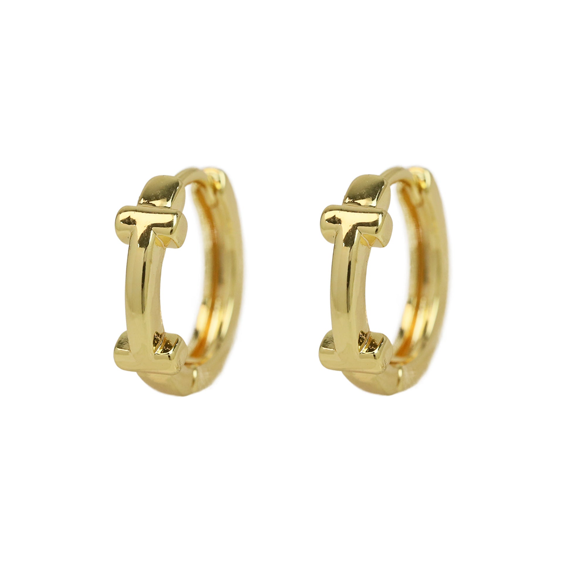 Haylee Gold Letter Stud Earrings - I [SYC069ON]