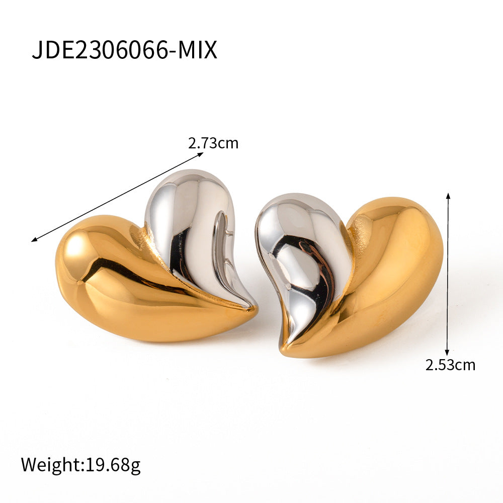 Hallie Stainless Steel Heart Earrings - JDE2306066-MIX [OLNCJVFY]