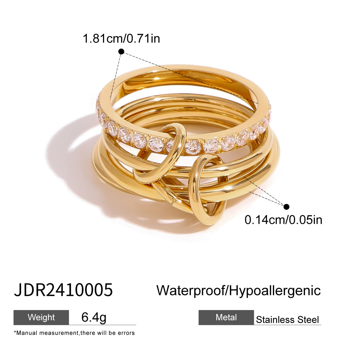 Abree Geometric Agate Ring Set - Style JDR2410005 (Size 8) [K02NWABS]