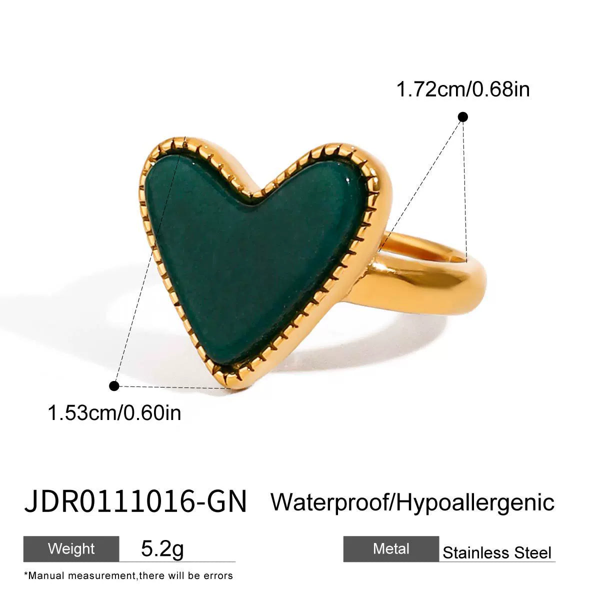 Nitara Luxe Heart Ring - Green [YBMT42H4]