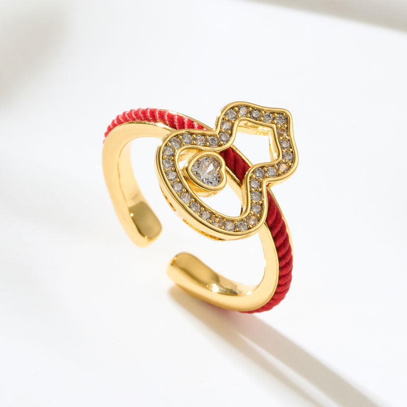 Jalayah Red String Gourd Ring - R16068M053 [7B46A73G]