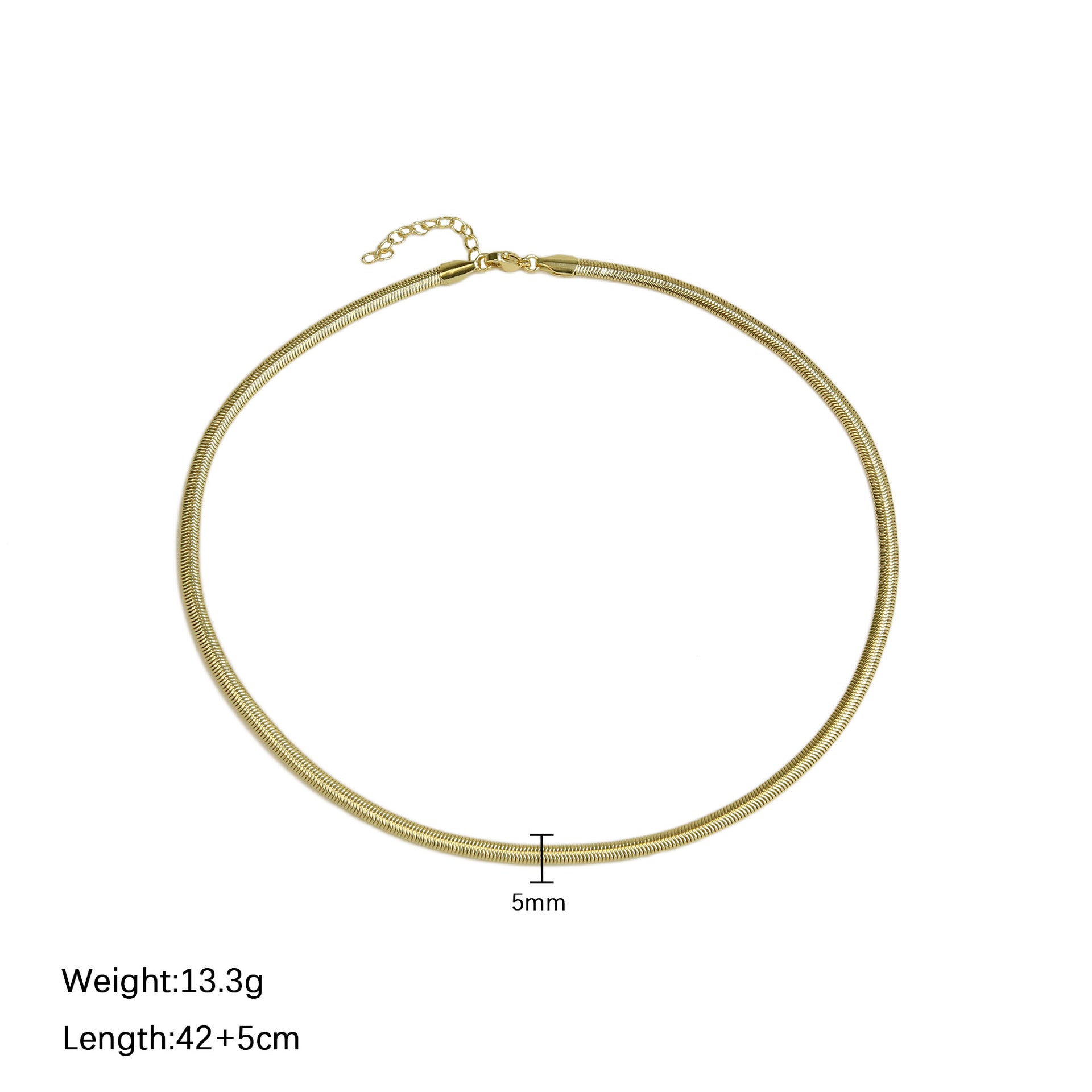 Teylie Gold Flat Chain Necklace - 5mm [7QOZZJXI]
