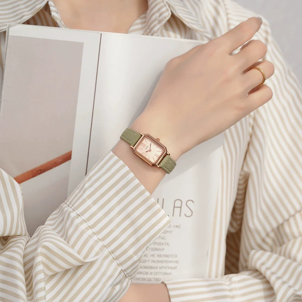 Imogene Refined Rectangular Watch - Basil Green