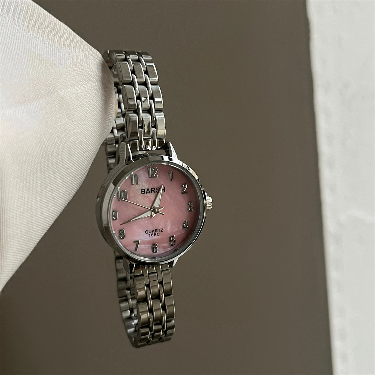 Krislynn Mother-of-Pearl Steel Watch - Pink Face [NZNS1V8T]