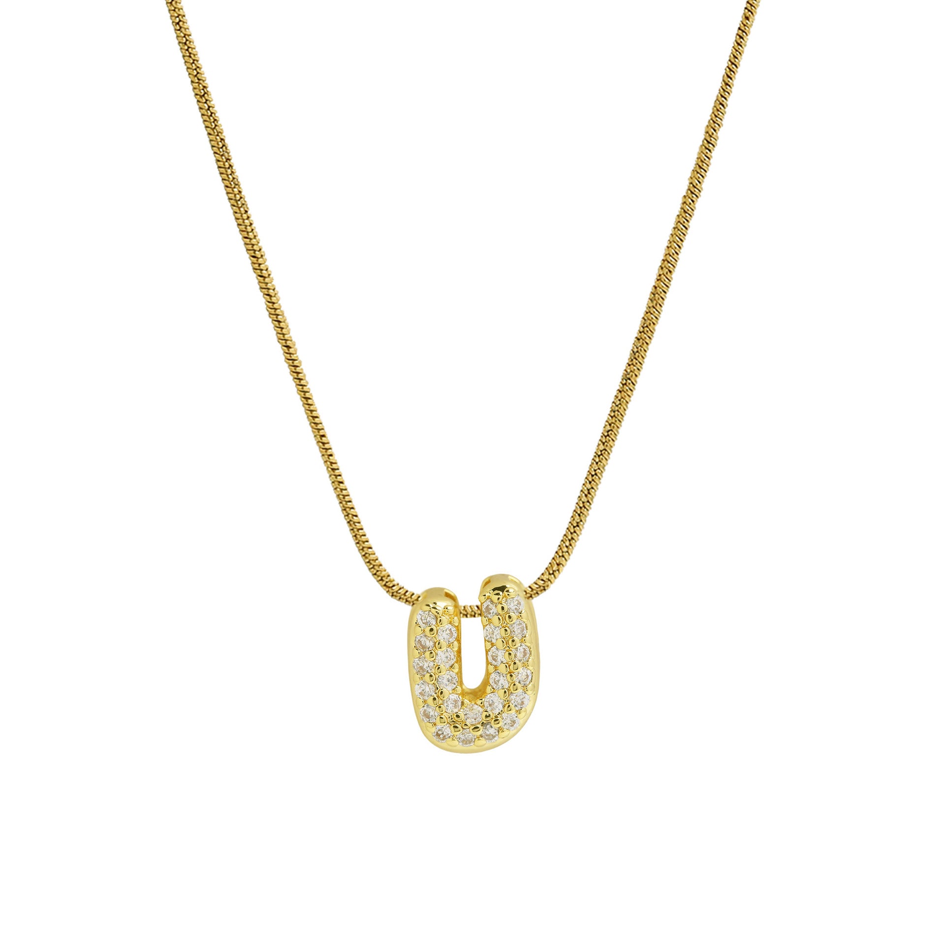 Deborah Initial Snake Necklace - Gold-tone U Initial [HP4A3CZM]