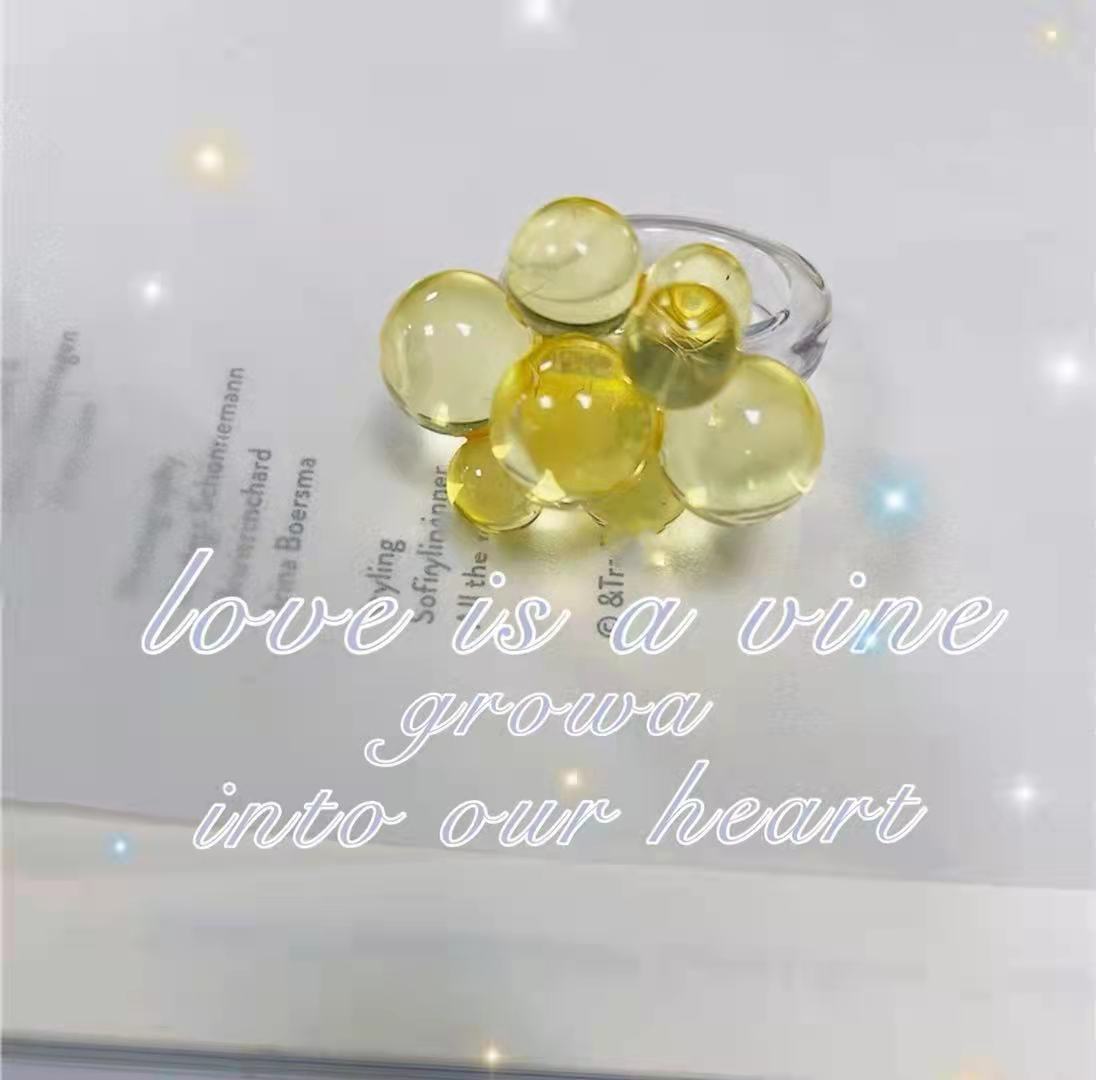 Gionna Acrylic Flower Ring - Yellow [XJATX27J]