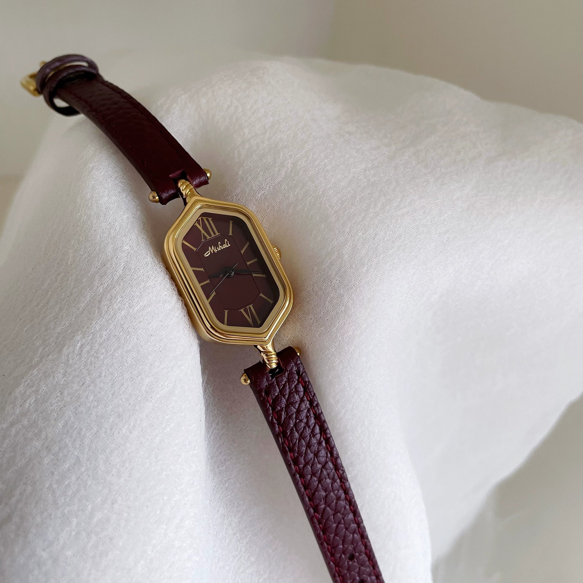 Chidera Vintage Leather Watch - Wine Red [YOYO4FW3]