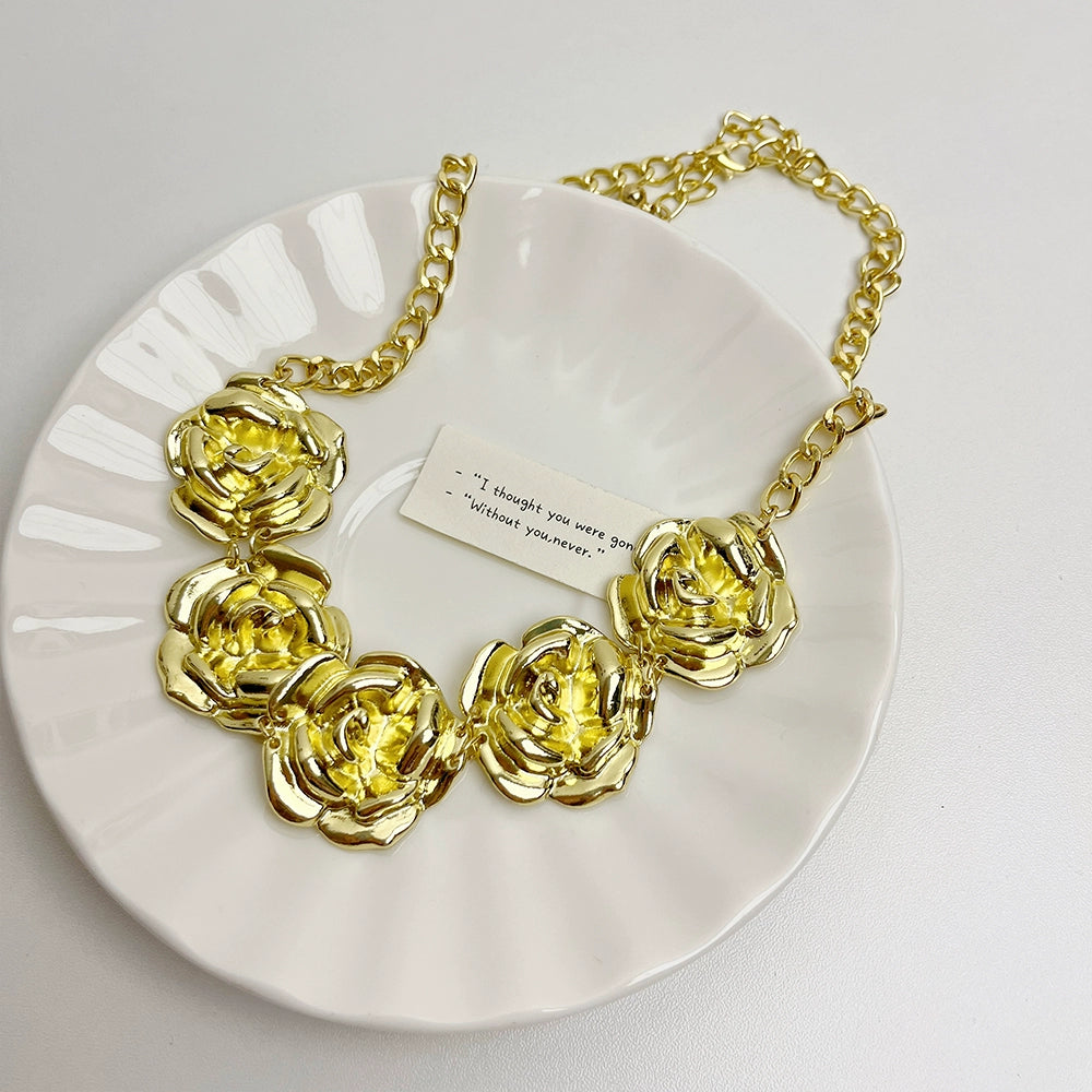 Clarabelle Rose Charm Jewelry - Gold Necklace [ELECNLHH]