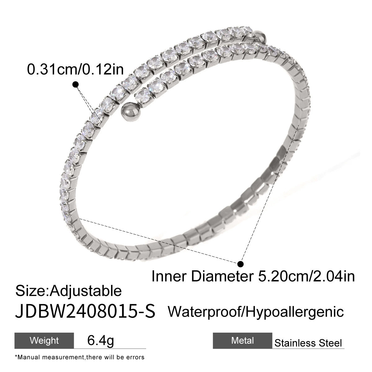 Avari Zircon Buckle Bracelet - Clear Zircon Silver Tone [7WJZTMDW]