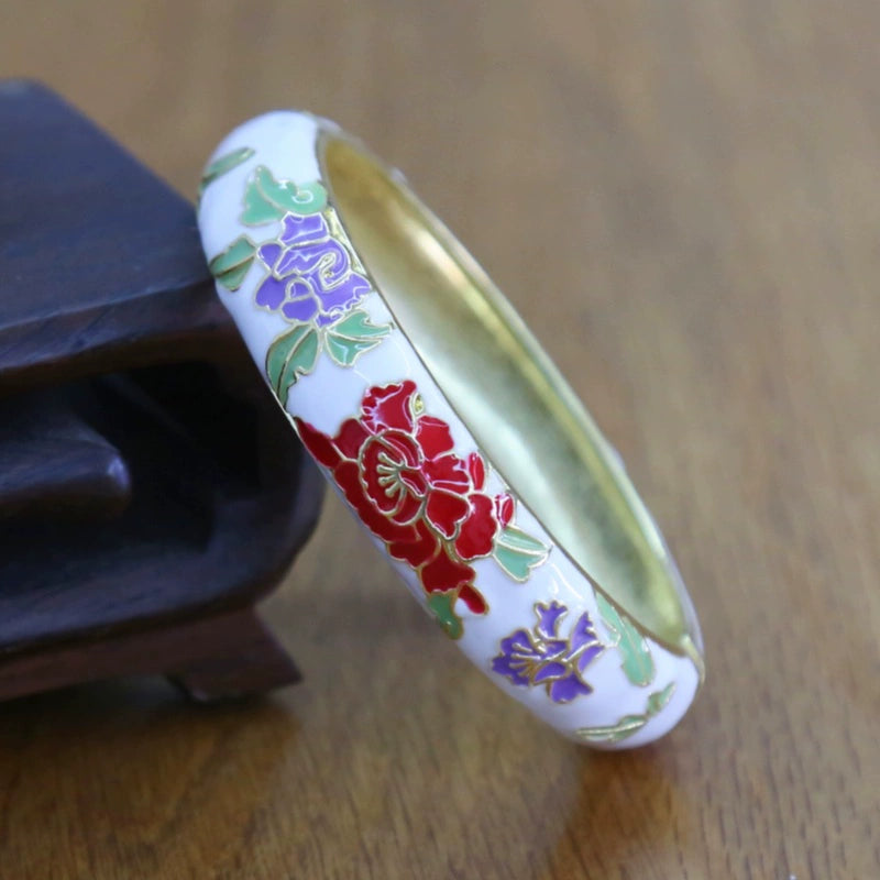 Jariah Peony Cloisonné Bracelet - White [ZSYJ15WX]