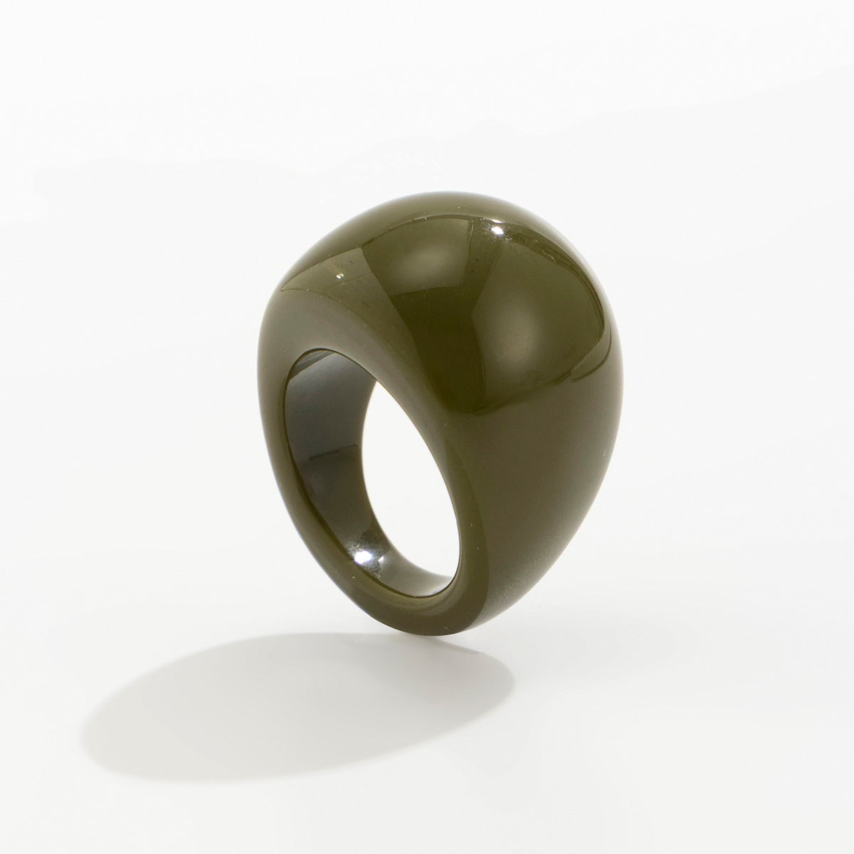 Shiloh Chunky Resin Ring - Olive Green [SI61ZNAD]