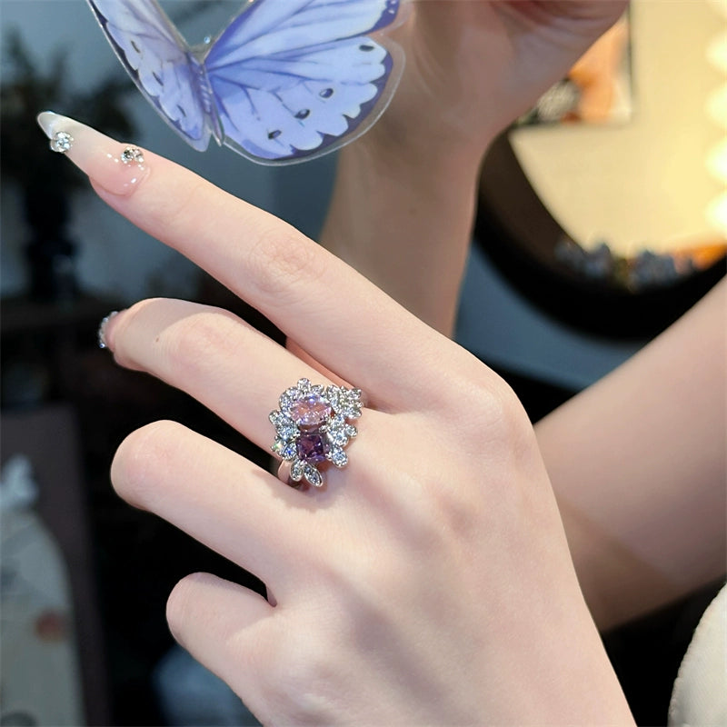 Serayah Zircon Floral Ring - Adjustable Opening [NRU5MS4O]