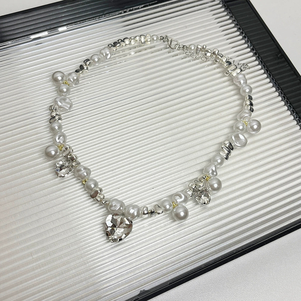 Jemima Pearl Heart Necklace - Heart Pearl Spliced Necklace [GCM2Y1E4]