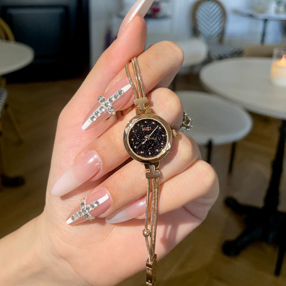 Abby Elegant Petite Watch - Rose Gold with Starry Dial
