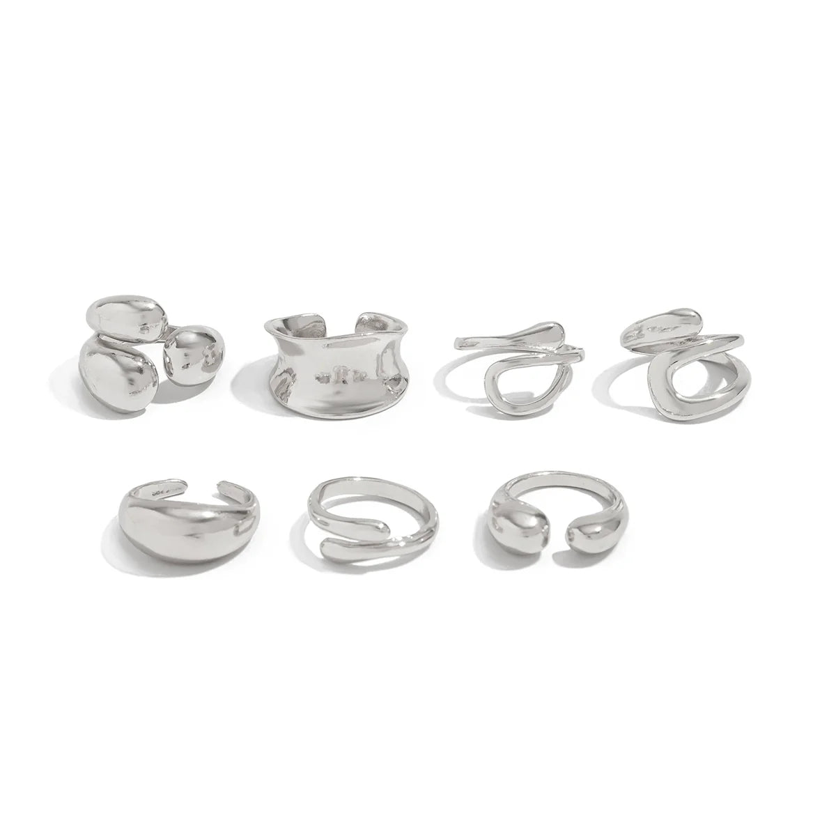 Emileigh Water Drop Ring Set - Silver