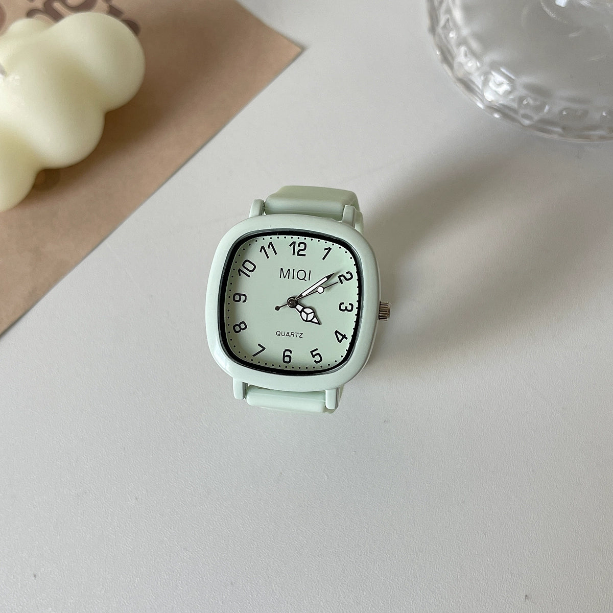 Ariana Modern Square Wrist Watch - Mint Green Full Numbers [RV49XAXP]