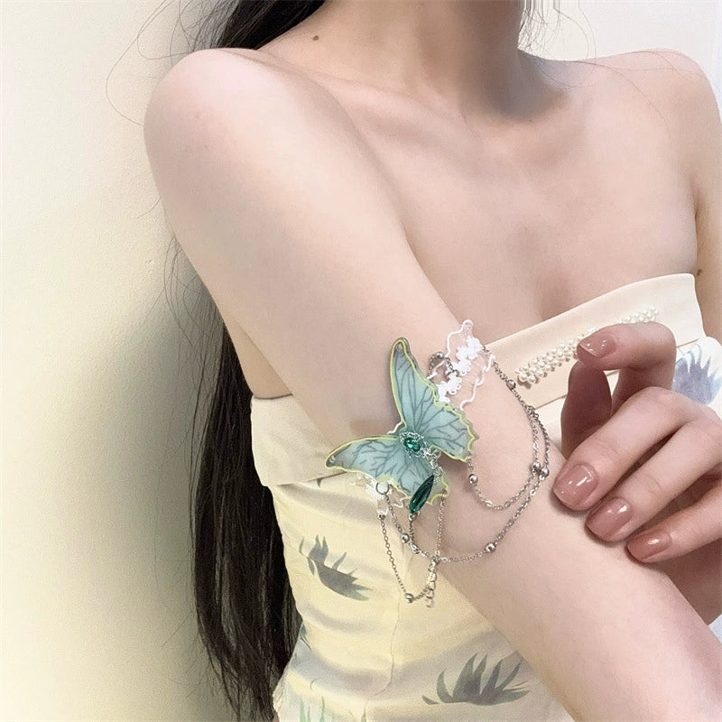 Amirah Delicate Butterfly Body Chain - Deep Green Butterfly Armlet Leg Chain