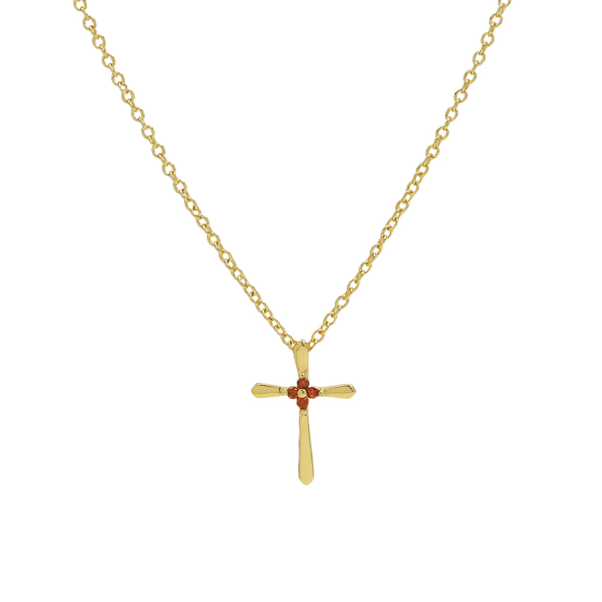 Mela Birthstone Cross Necklace - January Birthstone Necklace [9ZUA2BCD]