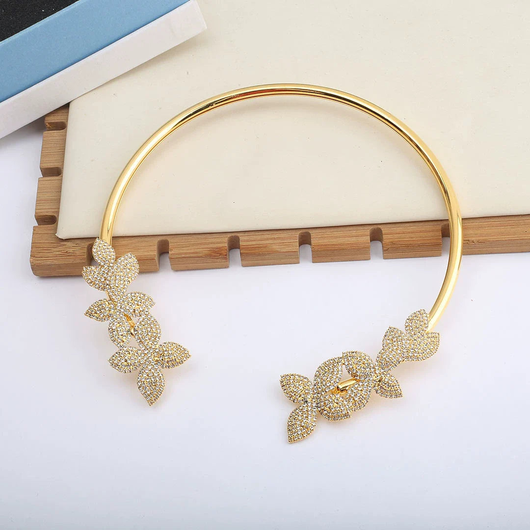 Mera Floral Crystal Choker - Gold Choker