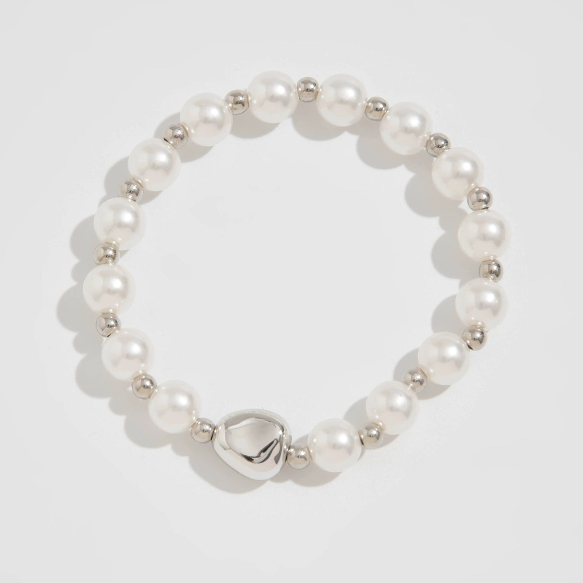 Ailynn Asymmetrical Pleated Metal Bracelet - Chain Bracelet White Gold & White [J0V4PAPW]