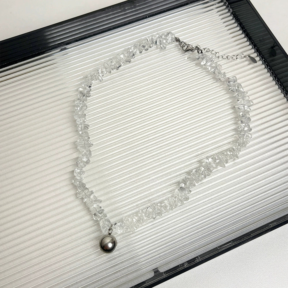 Evelyne Asymmetrical Crystal Necklace - Silver Pendant Crystal Necklace [1QHRYCVU]